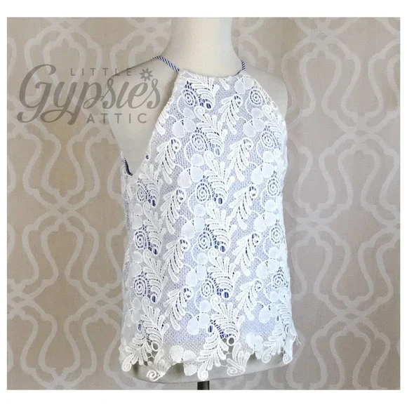 Little Cottage Blue Gingham Lace Top - Picture 5 of 8